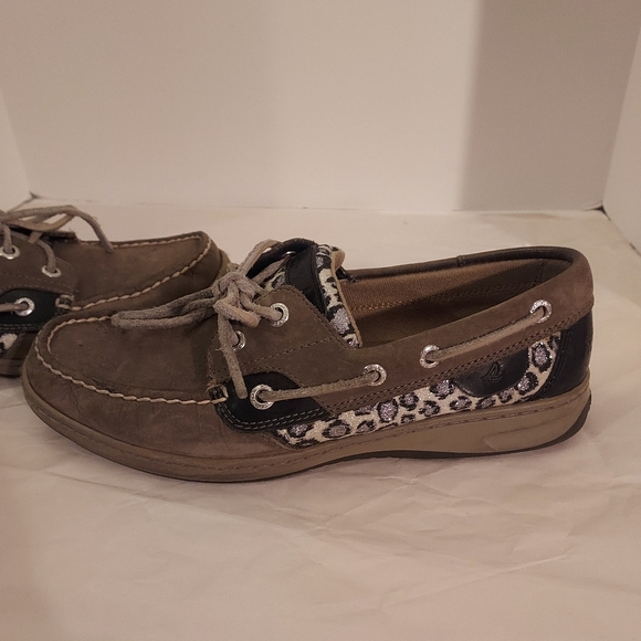 Sperry Topsider Gray & Black Glitter Leopard Print Boat Shoes in Size 8 M - Picture 6 of 12